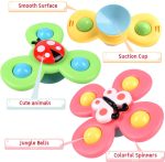 Suction Cup Spinner Toy for Baby, 3PCS Spinner Sensory Toys for Toddlers 1-3 Cartoon Baby Bath Toys 6 to 12 Months Kids Birthday Gift for Baby High Chair/Bathing/Dining Table/Travelling (Colorful) - Image 3
